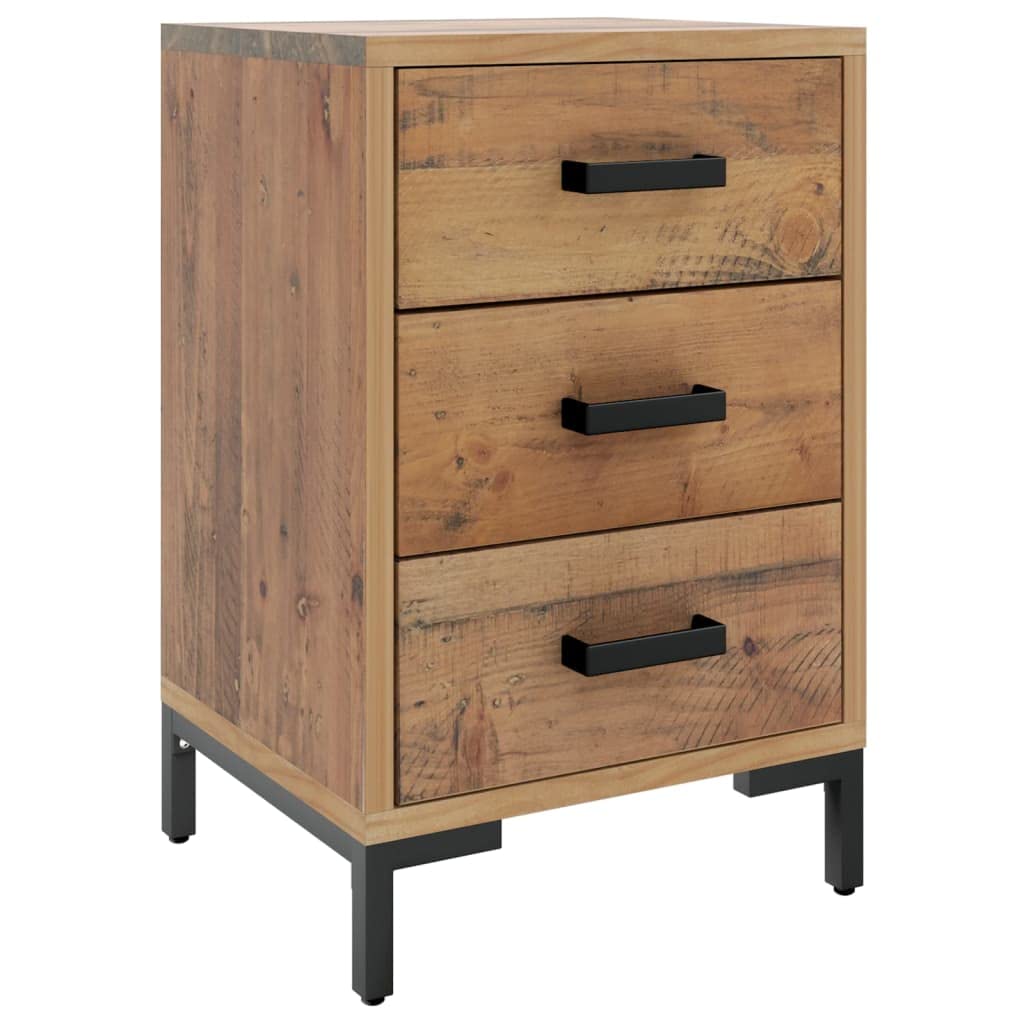 vidaXL Industrial Style Bedside Cabinet - Compact 15.7"x11.8"x21.7" Size - Solid Pinewood & Engineered Wood - Timeless Brown Finish - Vintage & Practical Addition to Bedrooms